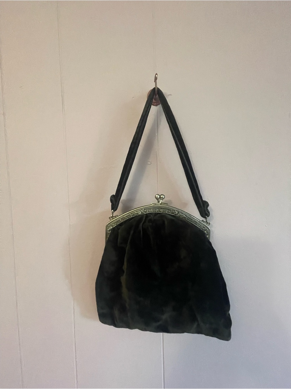 Vintage Black Velvet Frame Handbag